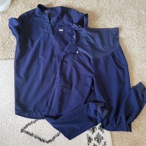 Maternity Figs Deep Blue Scrub Ensemble